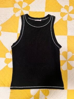 Lush Women's Tank in Black with White Stitching - Size L